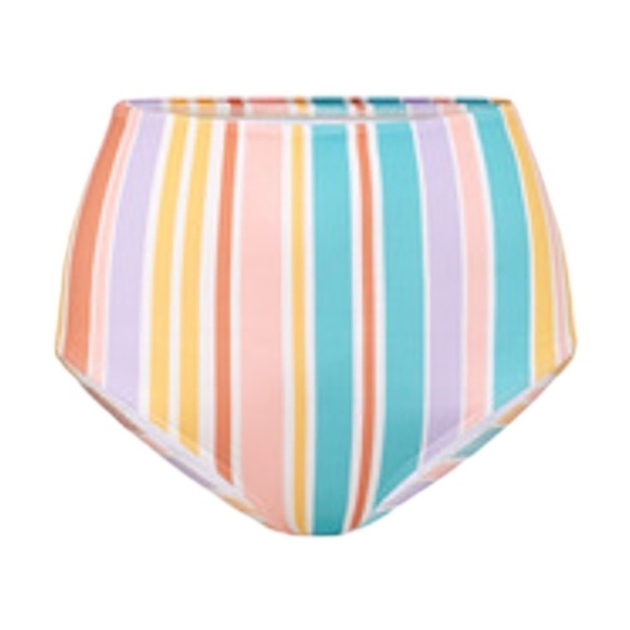 EPHEMERA Flounce Bra and High Waisted Bikini Pant in Bonbon Stripe NWT - Picture 5 of 12